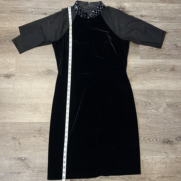 Vintage Velvet Black Dress with Sheer Sleeves - Picture 8 of 8